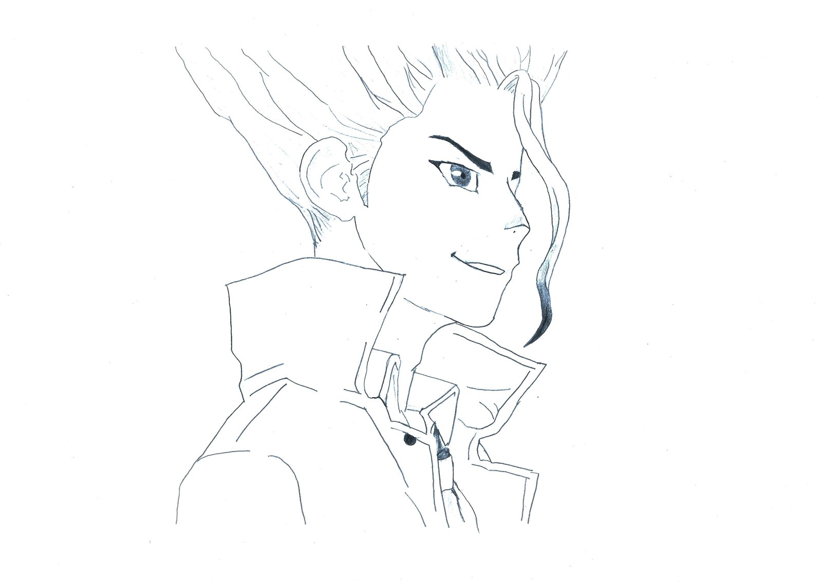 Pencil sketch of a character in profile