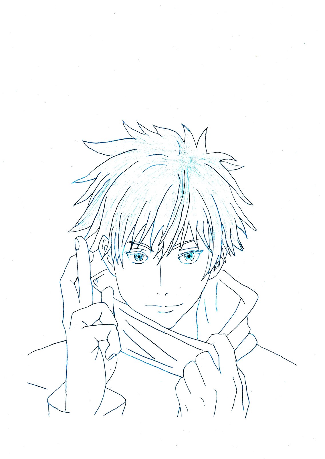 Pencil sketch of a boy in a scarf